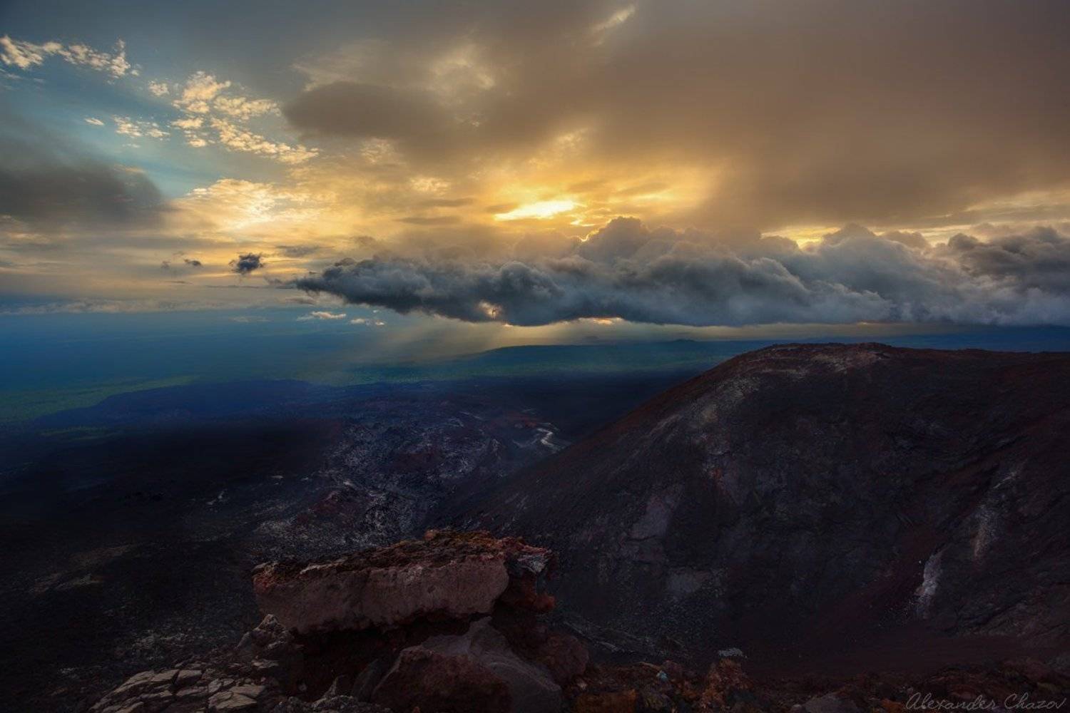 камчатка, вулкан, закат, облака, пейзаж, природа, Александр Чазов