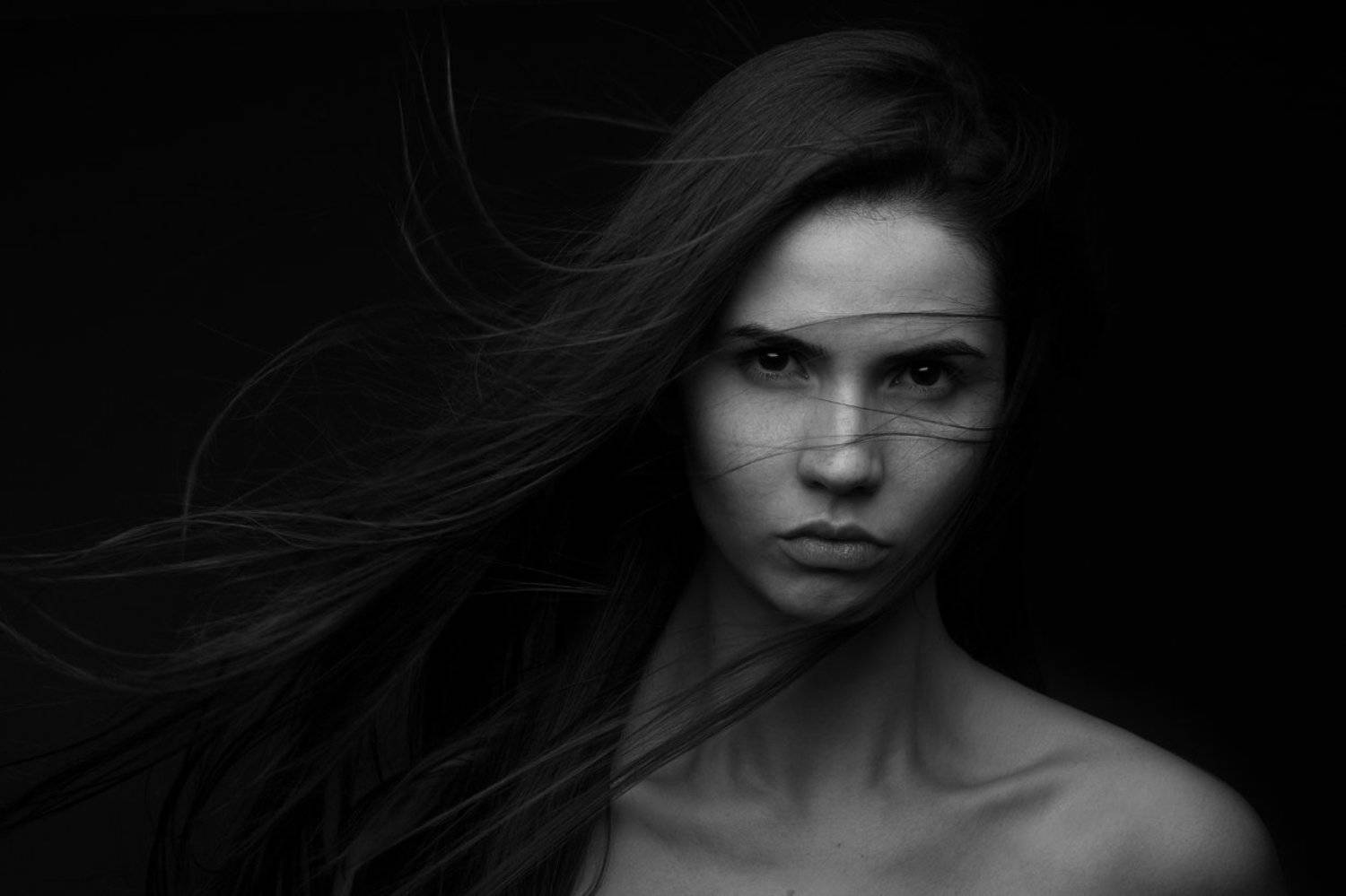 девушка, портрет, черно белое, Руслан Рахматов