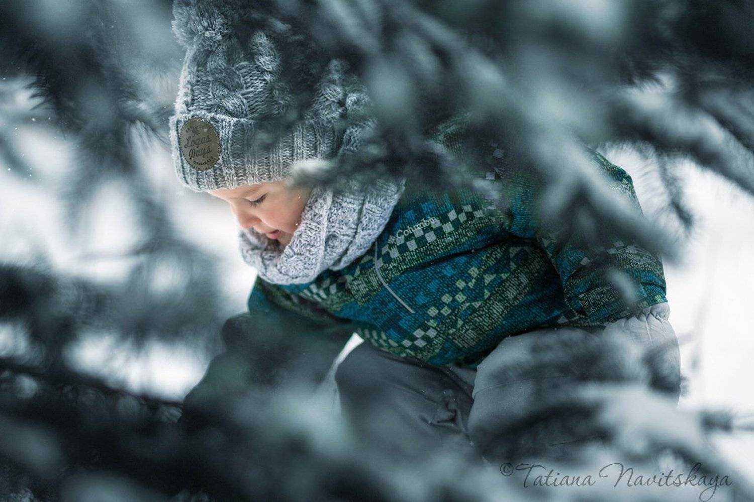 &nbsp;зима, мороз, снег, холодно, лес, деревья, ребенок, мальчик, ветки, Новицкая Татьяна