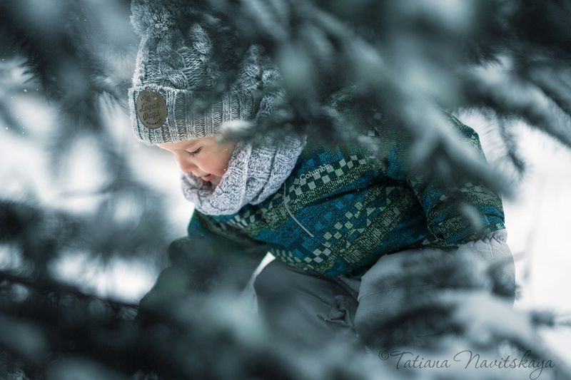  зима, мороз, снег, холодно, лес, деревья, ребенок, мальчик, ветки  фото превью