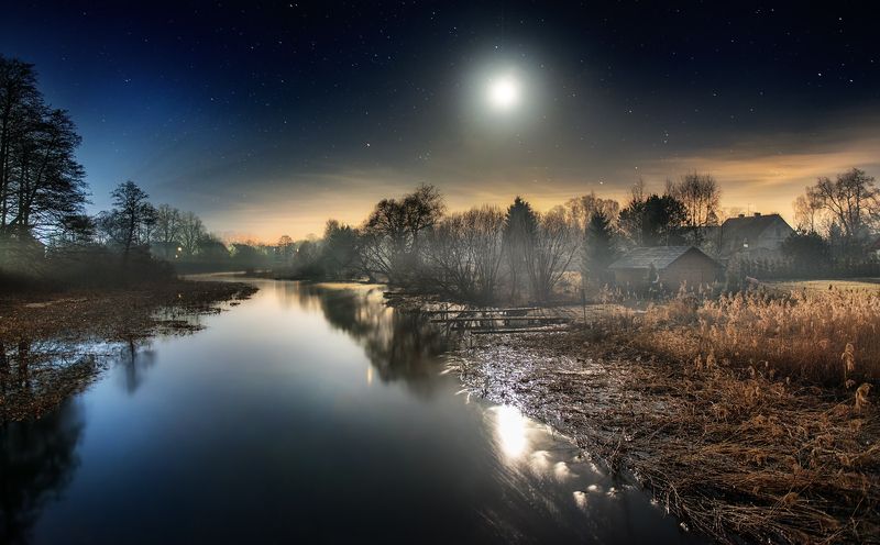 village, river, night Sleepy Village фото превью