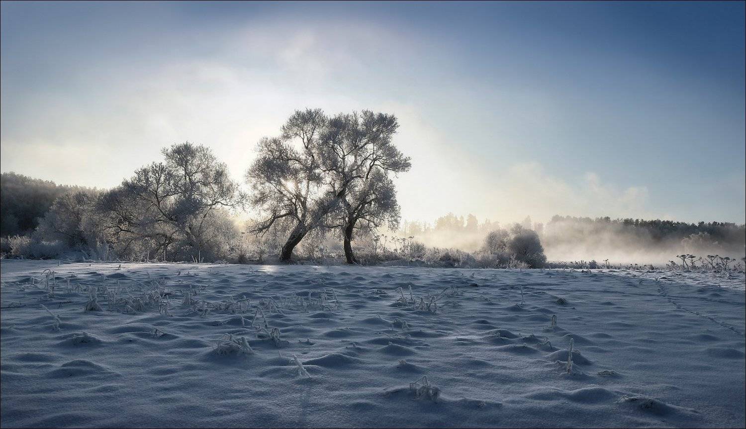 рассвет, январь,дымка, мороз,, Сергей Шабуневич
