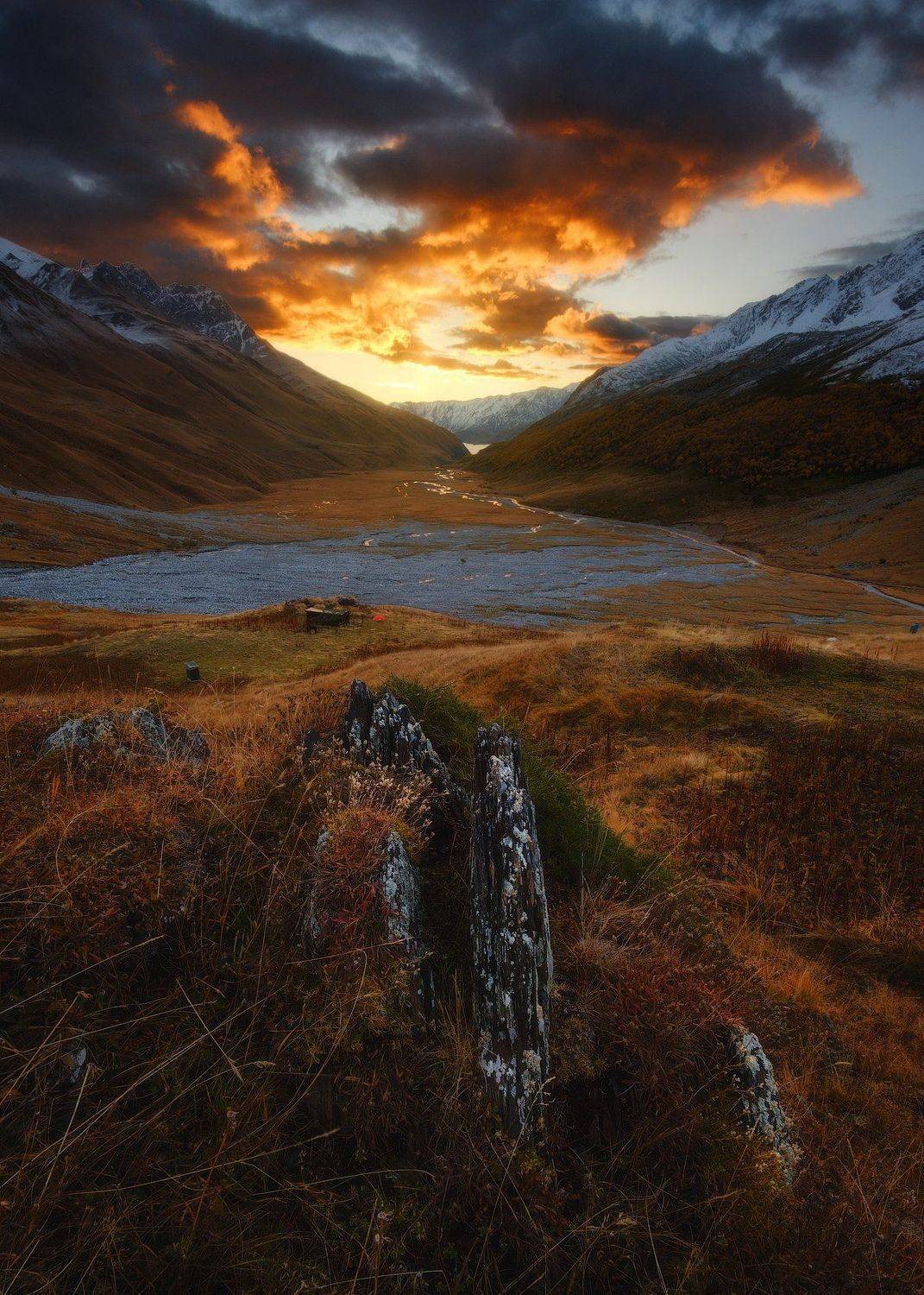 россия, северная осетия, дигория, кавказ, горы, ущелье, утро, туман, пейзаж, природа, рассвет, болото, лес, Оборотов Алексей