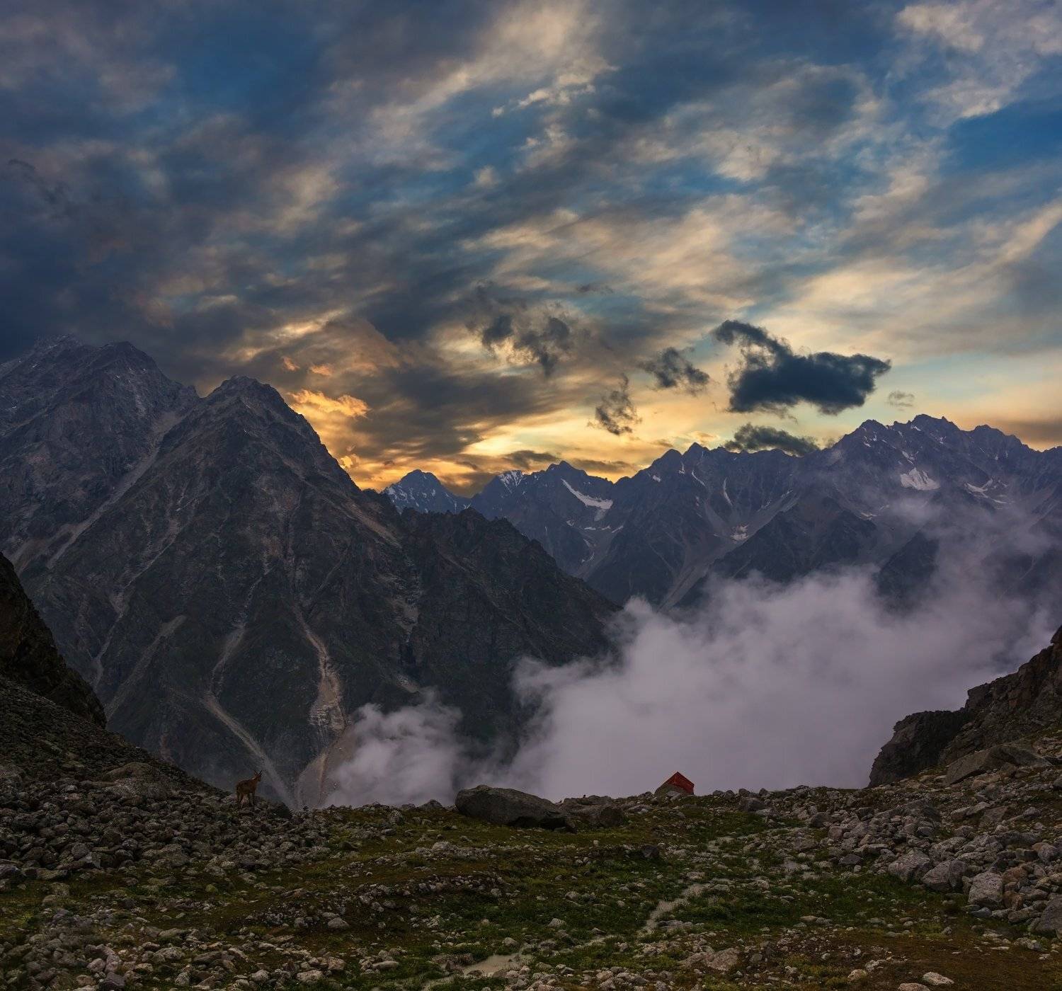 горы, закат, кавказ, Эстелла