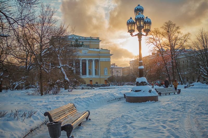 питер, санкт-петербург, зима, вечер, закат, мороз, рехов, сергейрехов, rekhov, sergejrekhov Питер. Катькин садик фото превью
