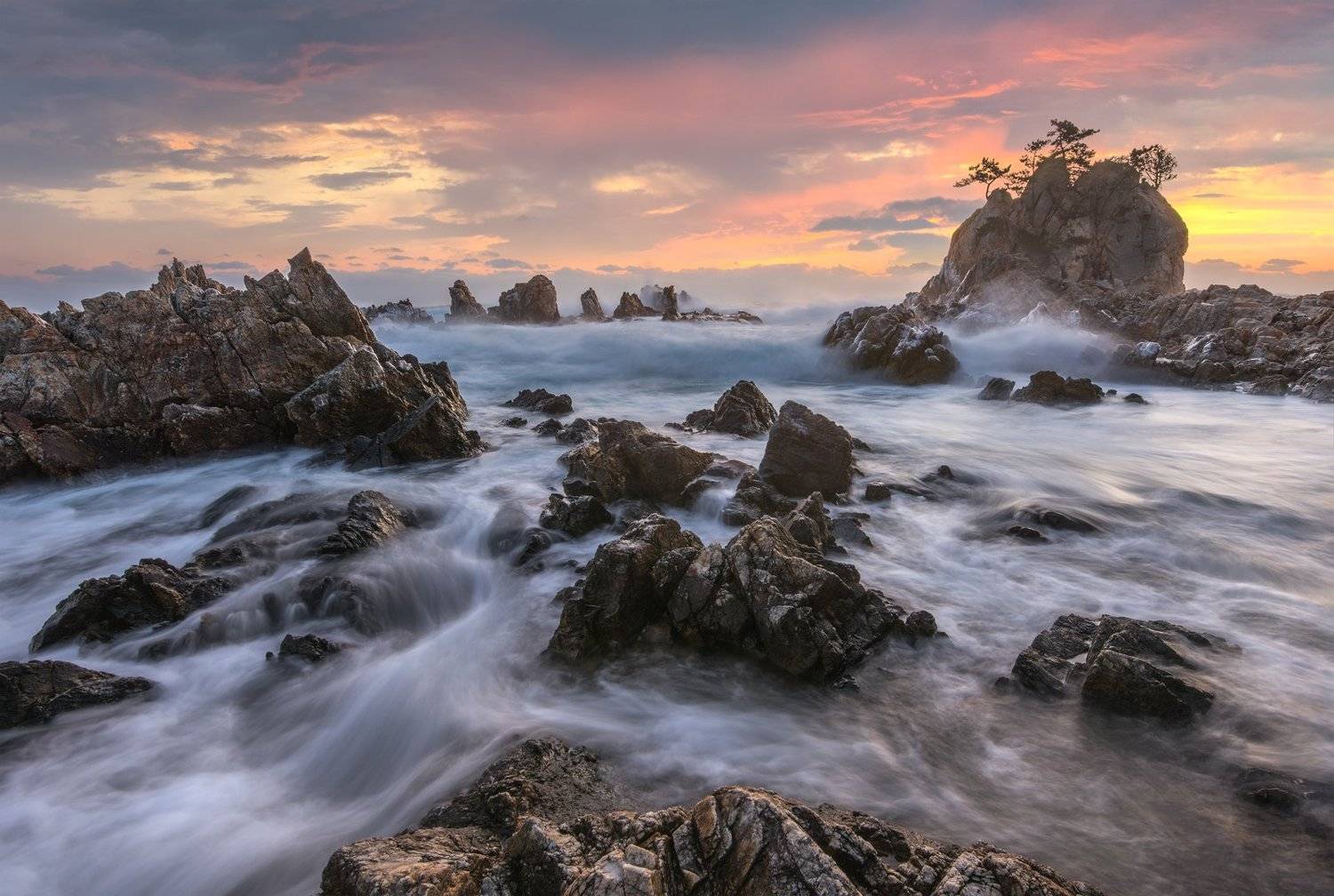 seashore, seascape, waves, jurassic, Jaeyoun Ryu