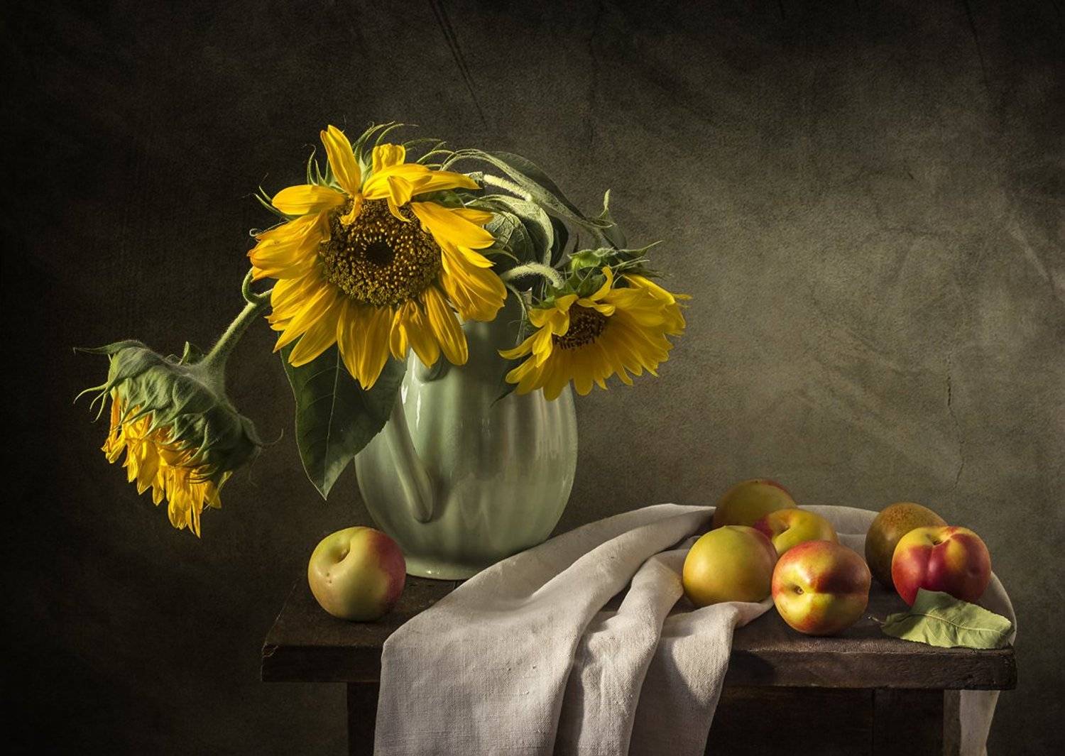 натюрморт, цветы, нектарины, фрукты, still life, Оля