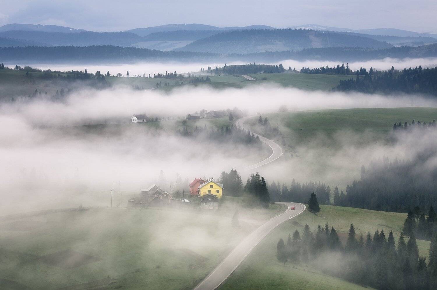 карпаты, весна, туман, утро, Евгений Матюшенков