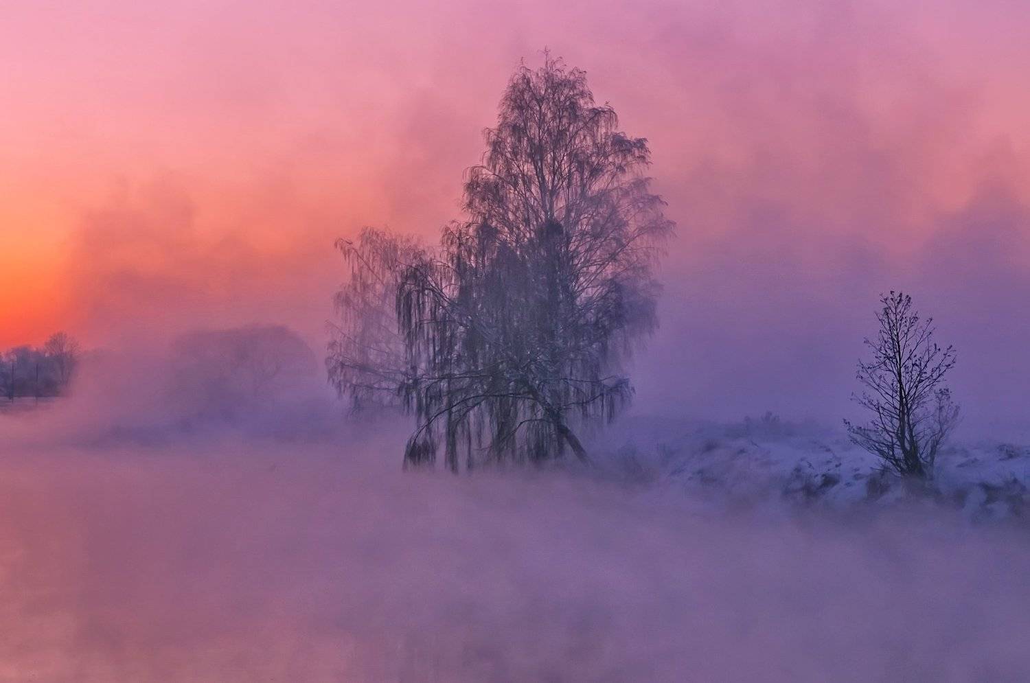 зима, закат, свислочь, беларусь, туман, Александр Гвоздь