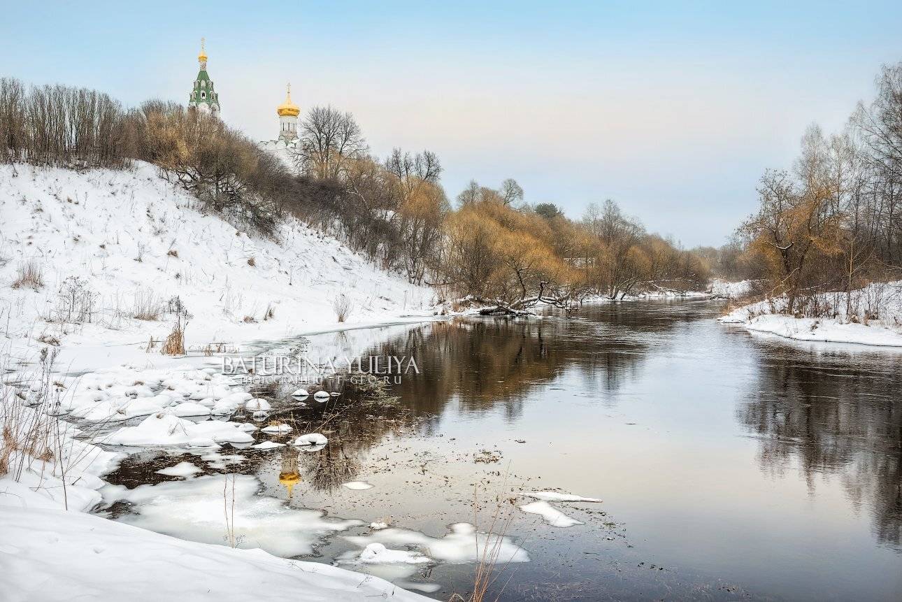 зима, пейзаж, храм, река, снег, Юлия Батурина