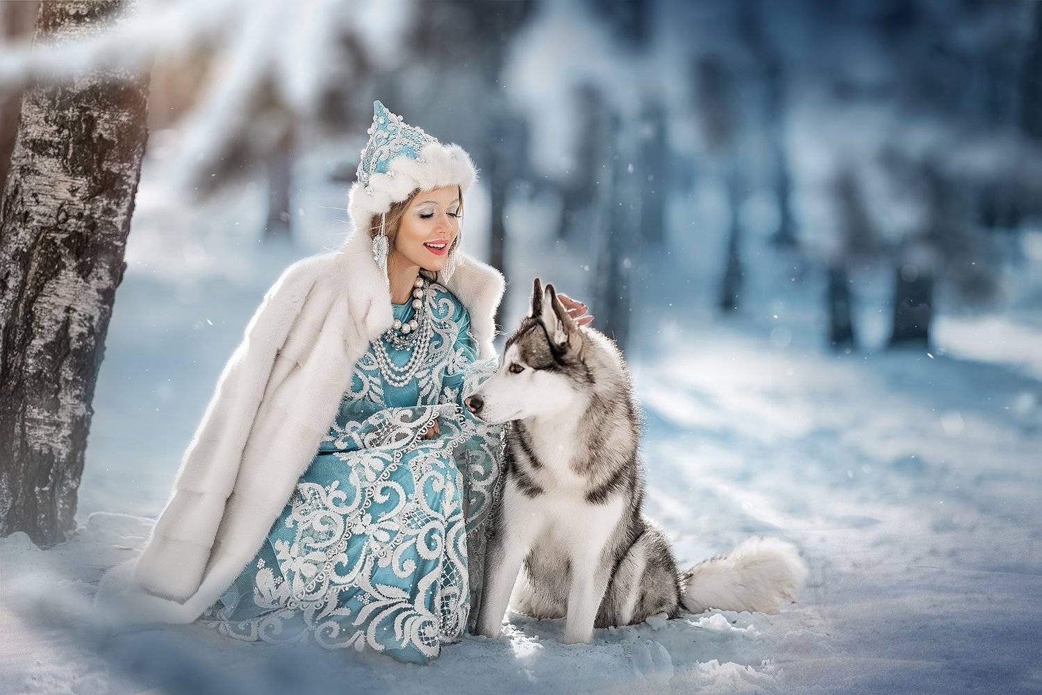 Зима, хаски, Снегурочка, сказочное фото, Ярослава Громова