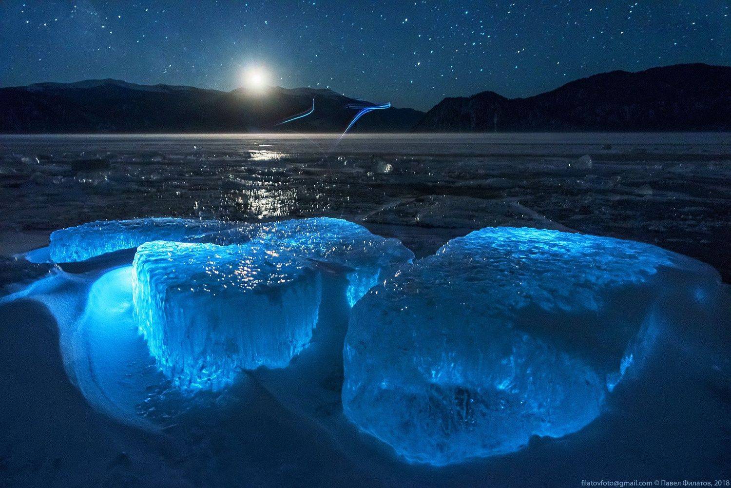 алтай, сибирь, ночь, телецкое озеро, звезды, льды, Павел Филатов