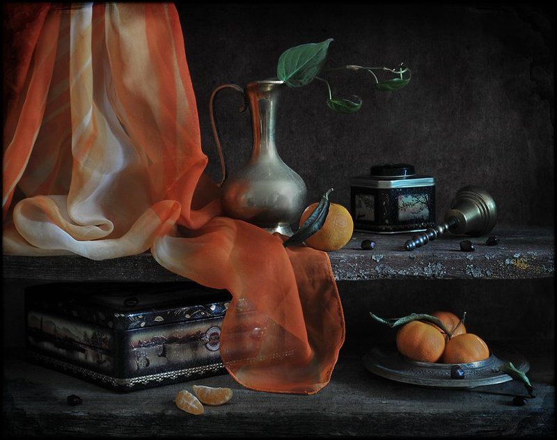 натюрморт На полке с мандаринами... фото превью