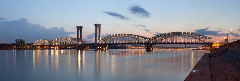 белые ночи, вечер, закат, нева, панорама, санкт-петербург, финляндский мост Финляндский мост фото превью