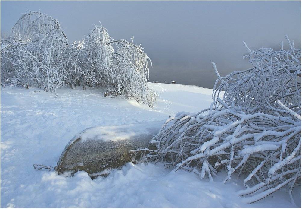 подмосковье, зима, январь, москва-река, лодка, Сергей Гаспарян