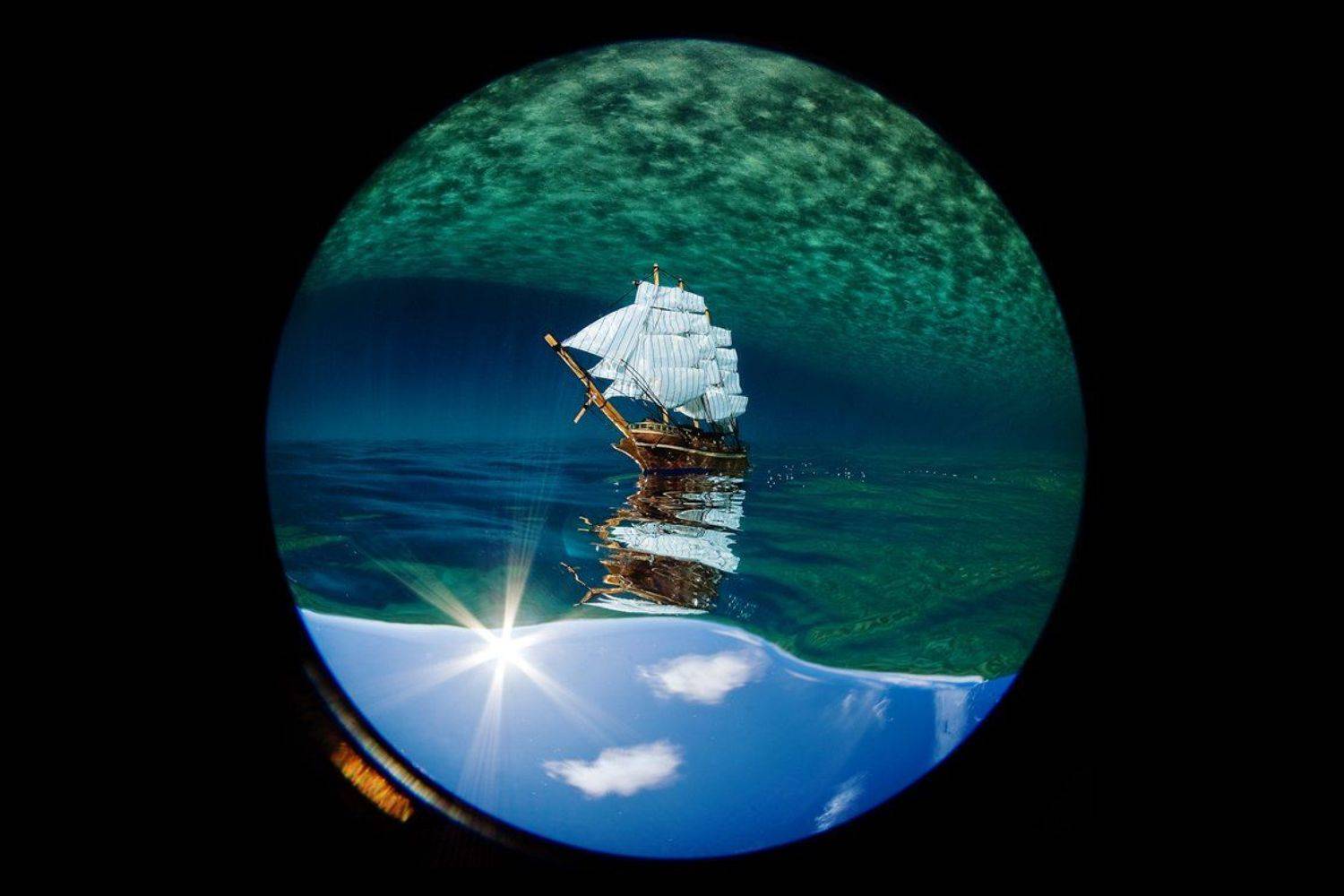 циркуляр, корабль, море, небо, облака, Сергей Шанин