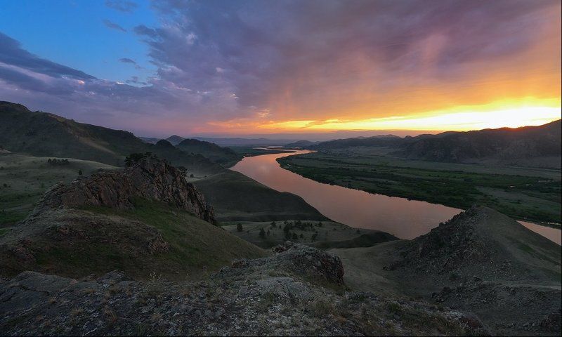 селенга, закат Селенга. Закат фото превью