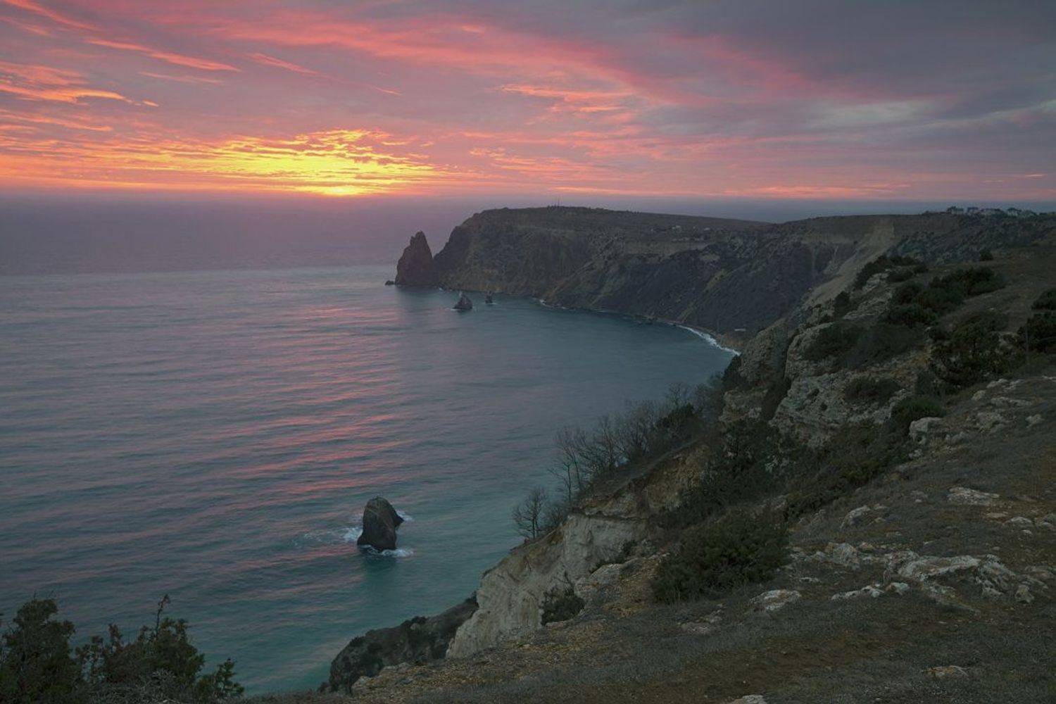 крым, море, мыс, вода, камни, берег, волны, скалы, небо, облака, пейзаж, природа, украина,, Сергей Шульга