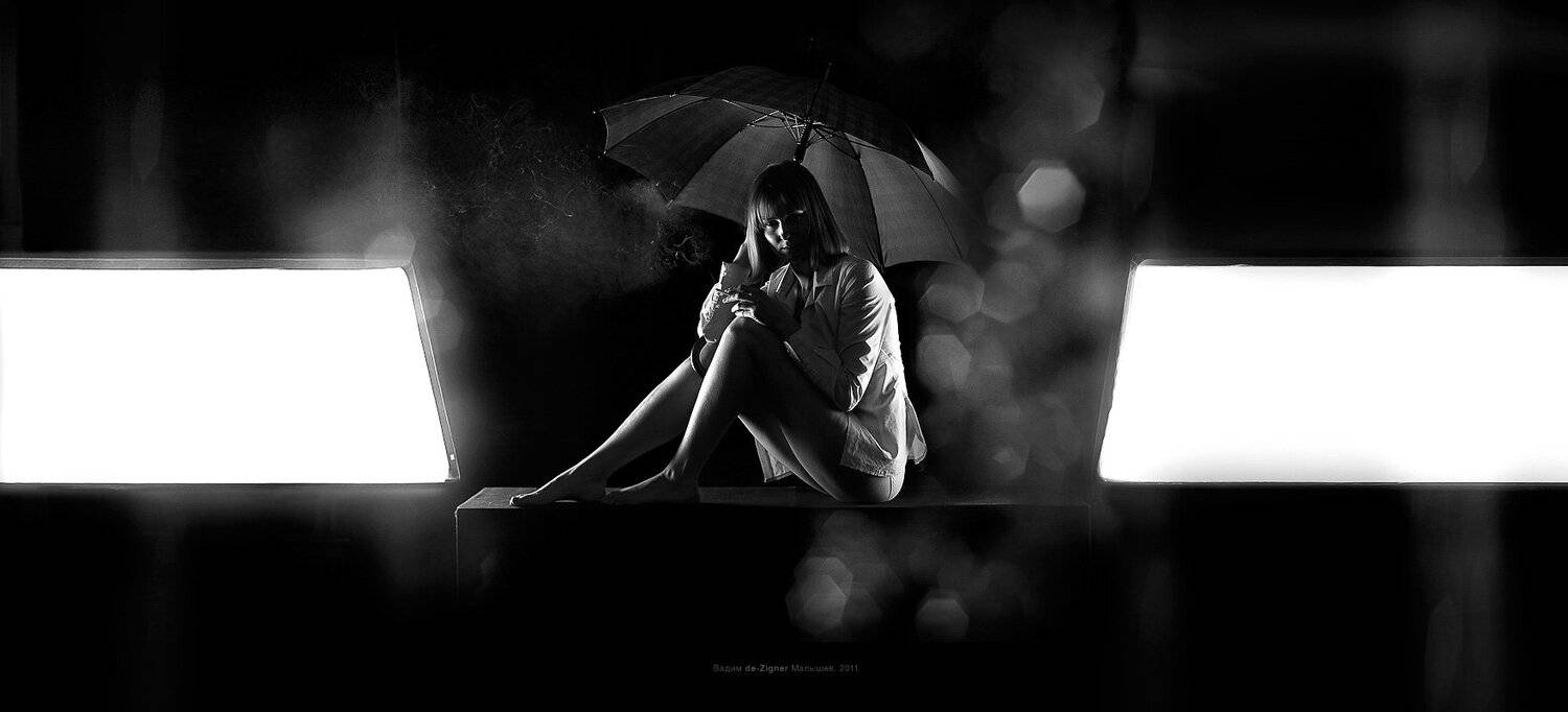 черно-белое, дождь, боке, de-zigner, Вадим de-Zigner