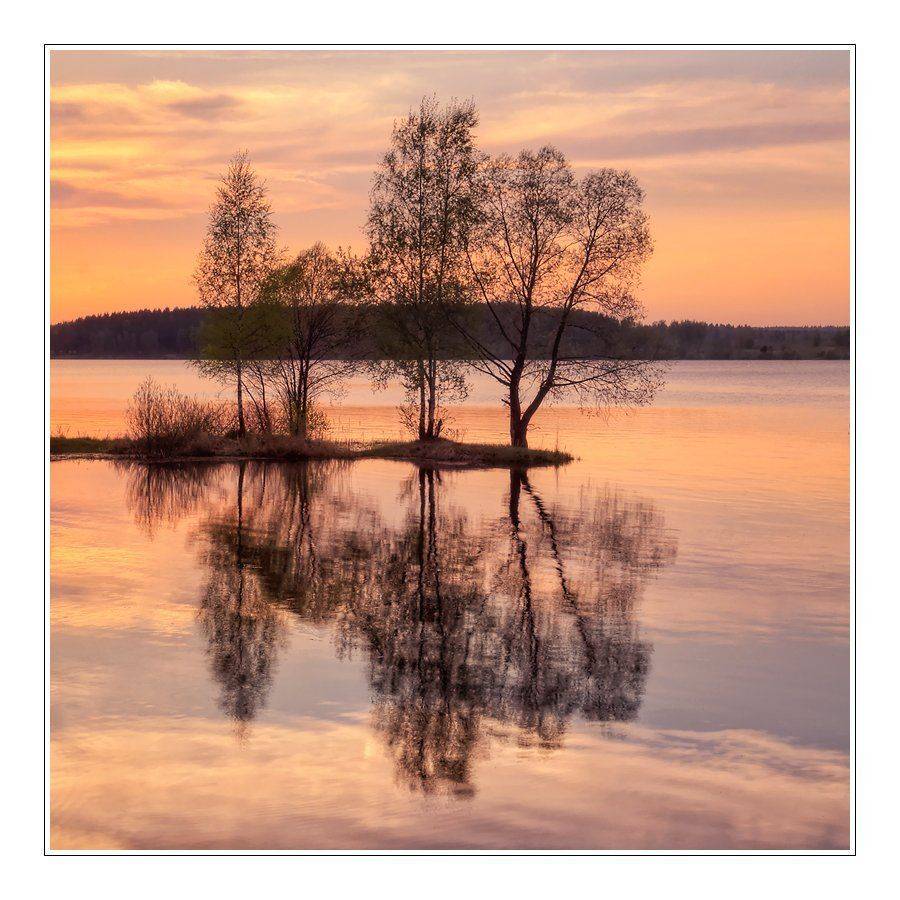 осень, пейзаж, озеро, небо, Oleg Dmitriev