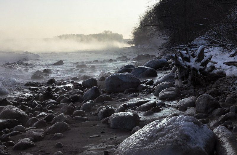 море, декабрь, мороз, утро, заостровье, балтийское море Море в декабре фото превью