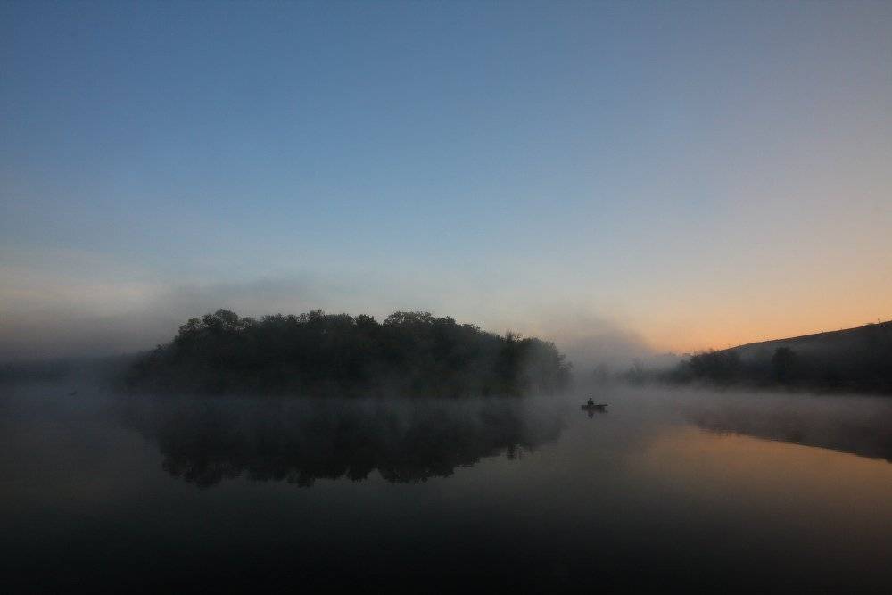 утро, река, туман, Петриченко Валерий