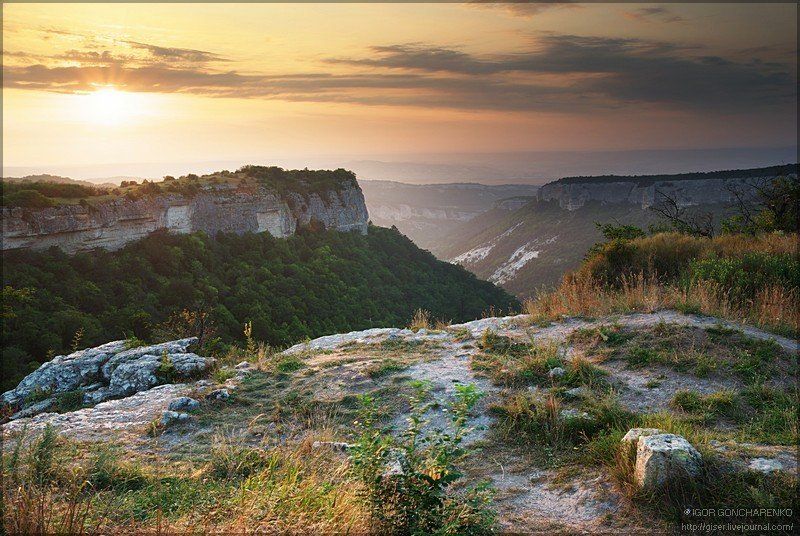 пейзаж, горы, закат, крым, мангуп, Пещерный город фото превью