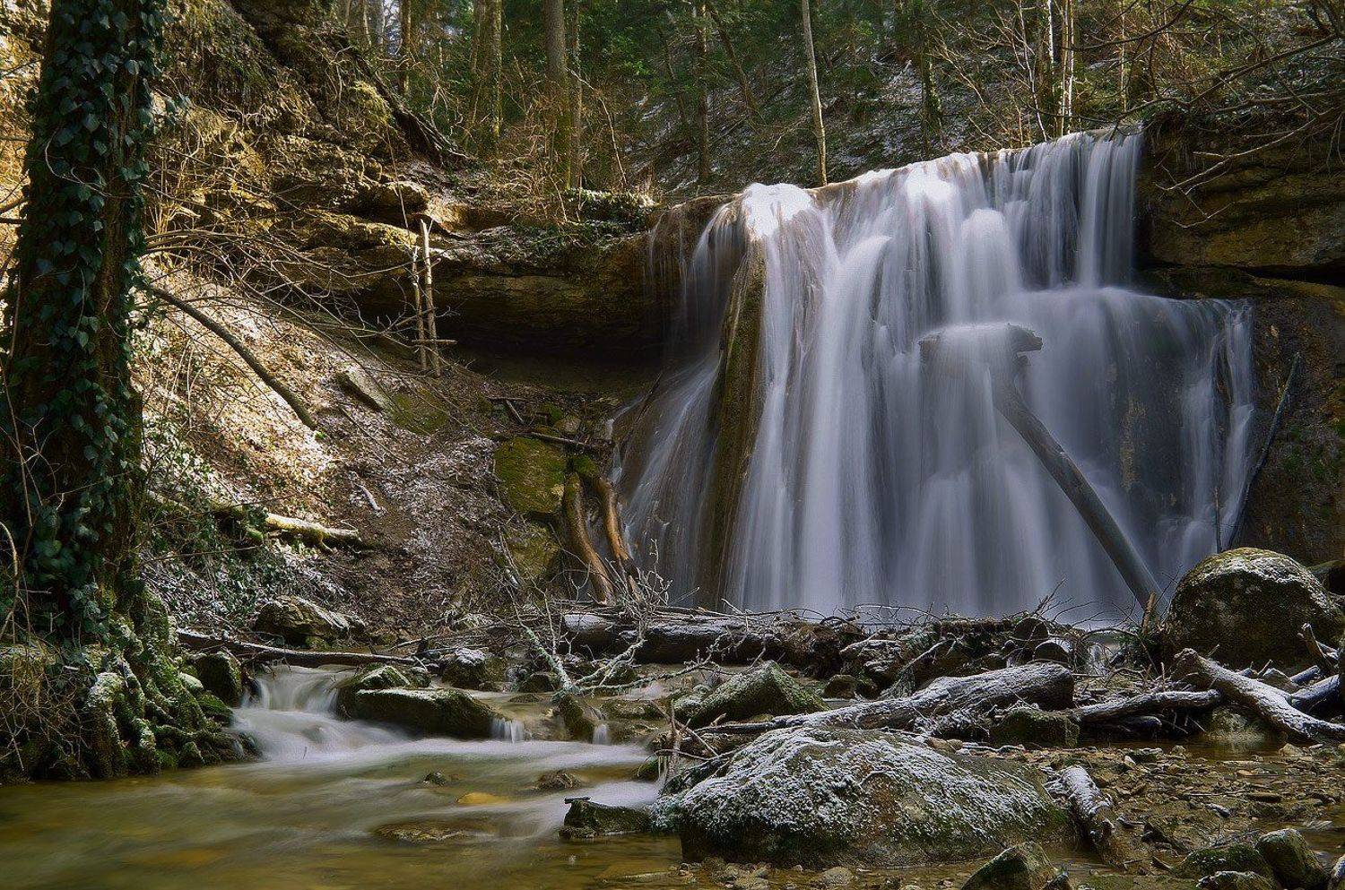 горы, река, водопад, зима, февраль, Фёдор