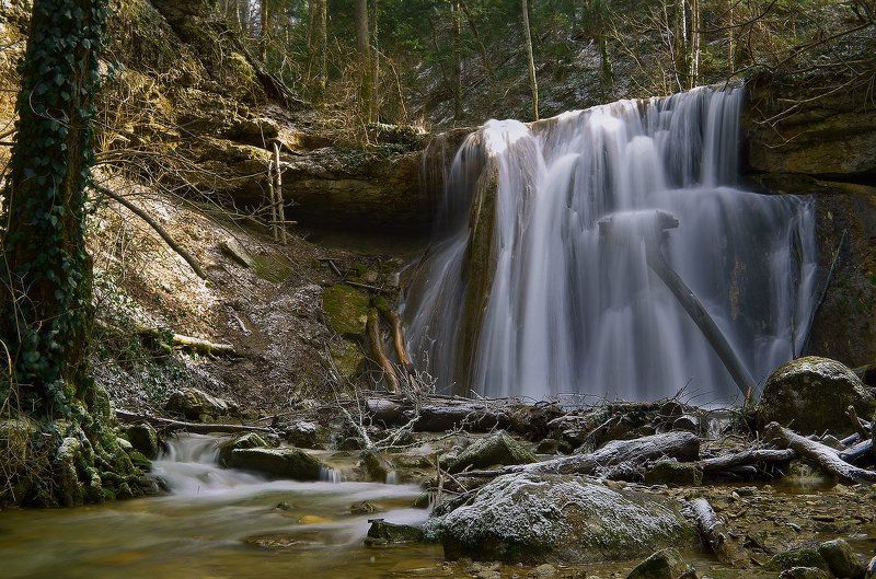 горы, река, водопад, зима, февраль Февральские воды р. Каверзе фото превью