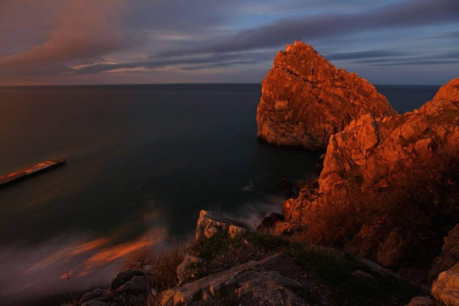 крым, море, вода, камни, берег, скалы, небо, облака, пейзаж, природа, украина, ночь,, Сергей Шульга