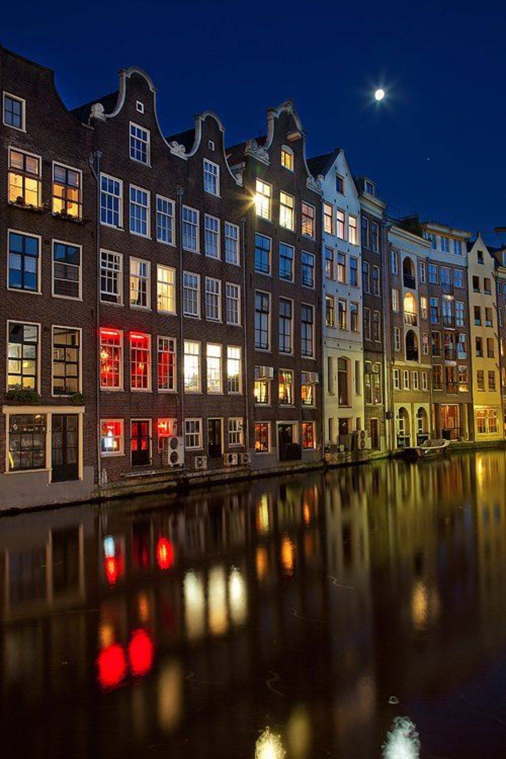 amsterdam, night, reflections, windows, Артём Саватеев