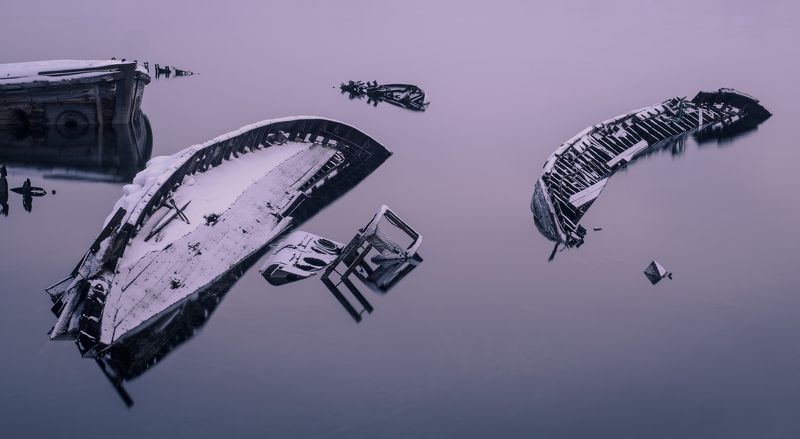 териберка, баренцево море, север, северное сияние, тундра, кольский полуостров, заполярье Сны вечной пристани фото превью