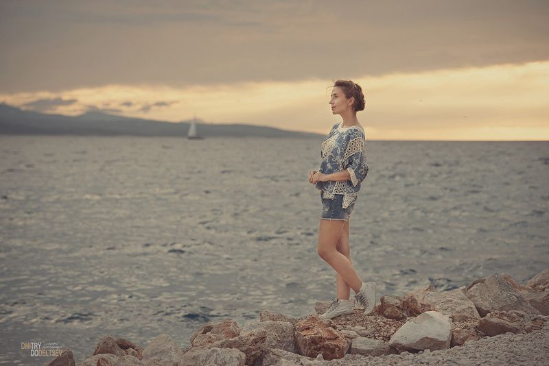 испания, майорка, портрет, лето, девушка, spain, берег, яхта, море, закат, парусник, mallorca, вечер, парус, камни Закат на море... фото превью