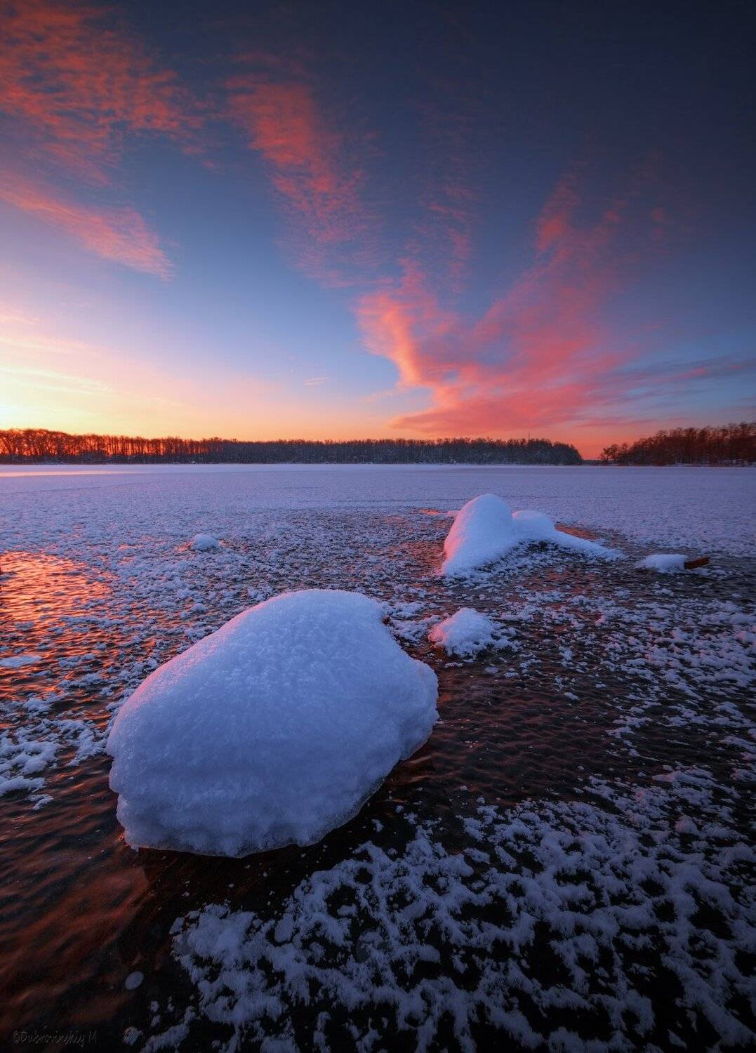 шатура, лед, рассвет, озеро, Михаил Дубровинский