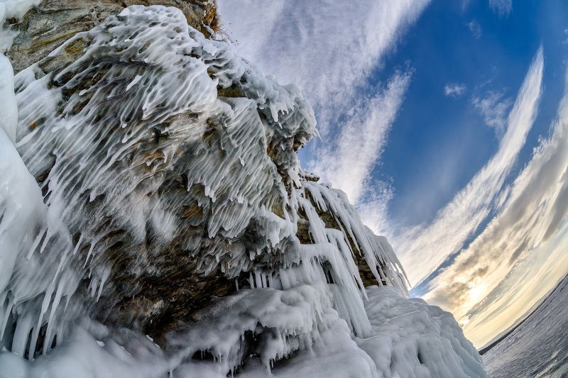 Байкал, зима, лёд Вечер на Байкале фото превью