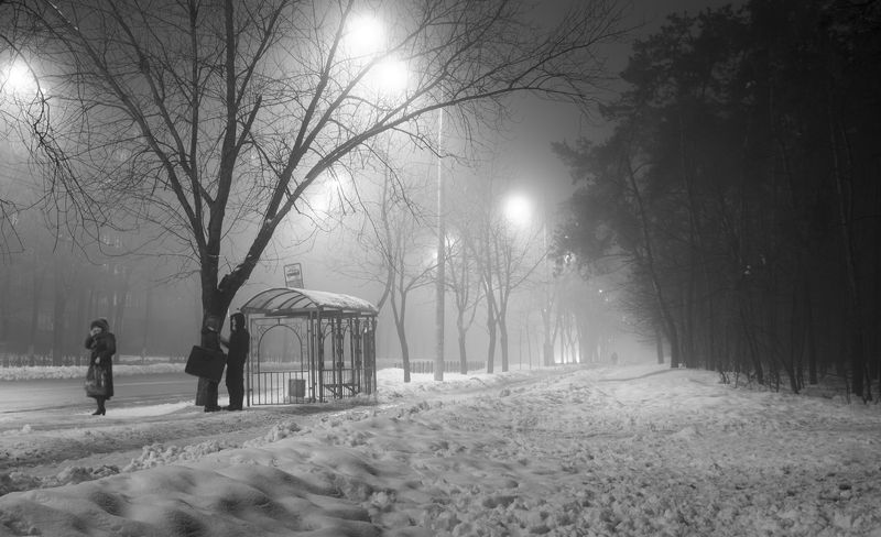 город, туман, ночь, зима, февраль Белое безмолвие. Январь фото превью