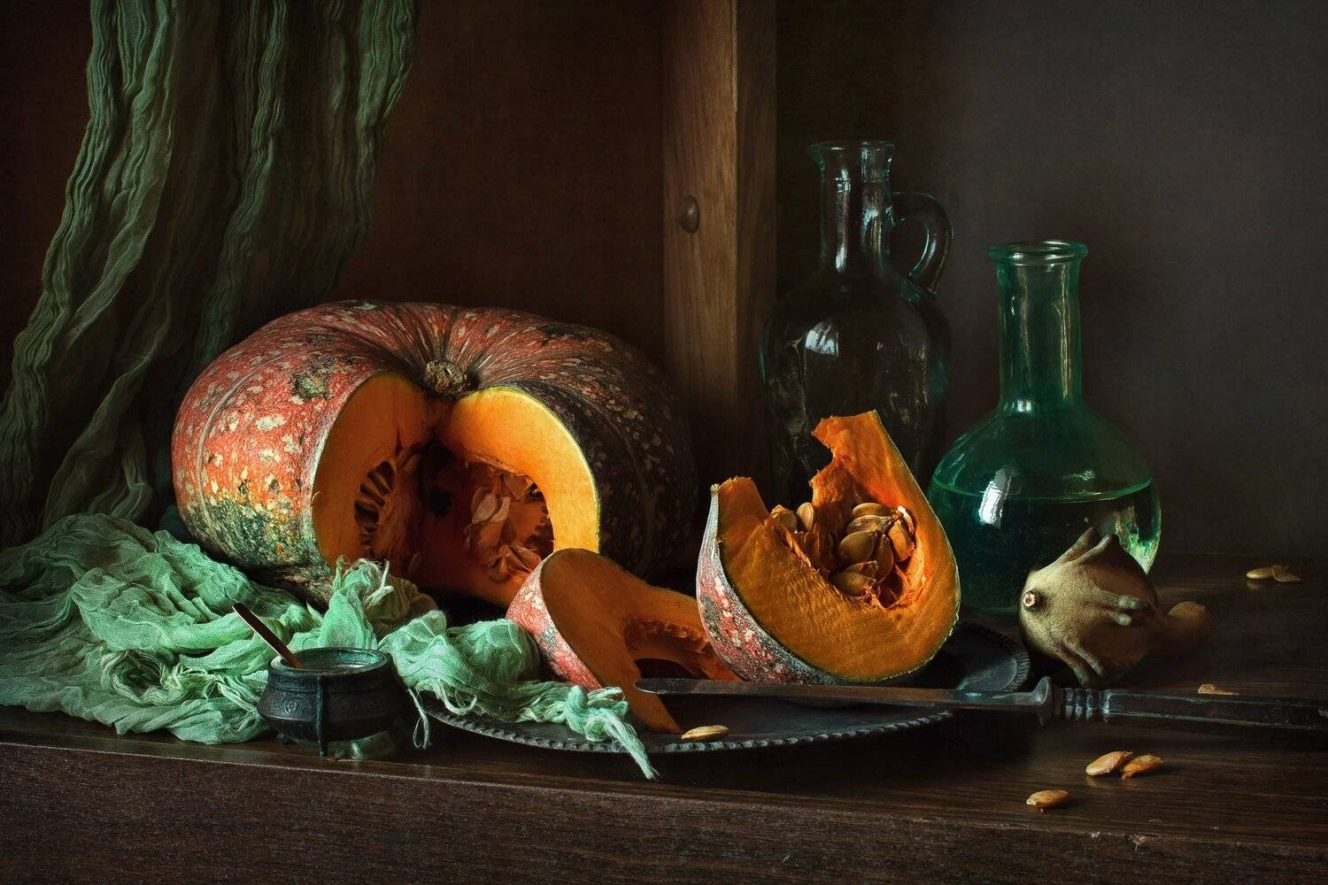 натюрморт, стекло, тыква, Анна Петина