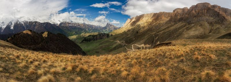 природа, пейзаж, кавказ, горы, весна, вечер, панорама, небо, облака, свет, *** фото превью
