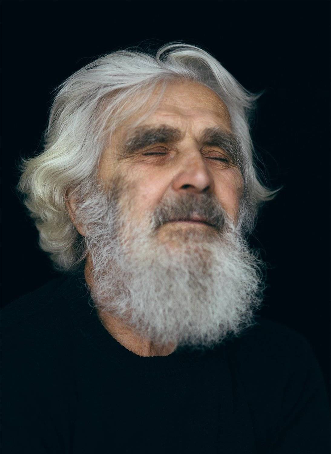 Мужчина, портрет, пожилой, закрытые глаза, глаза, седой, Дарья Комарова