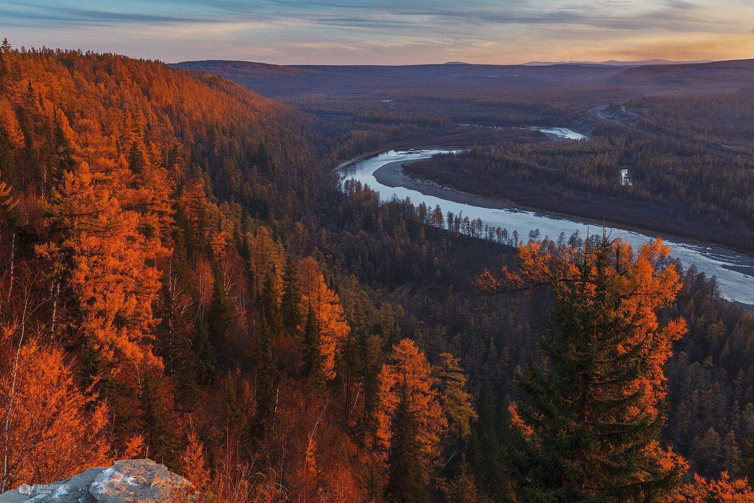южная якутия, чульман, нерюнгри, осень, река, природа, закат, Зарышнюк Роман