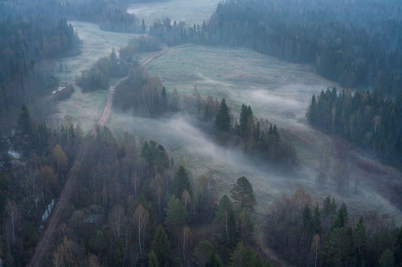 Весеннее утро с высоты. фото превью