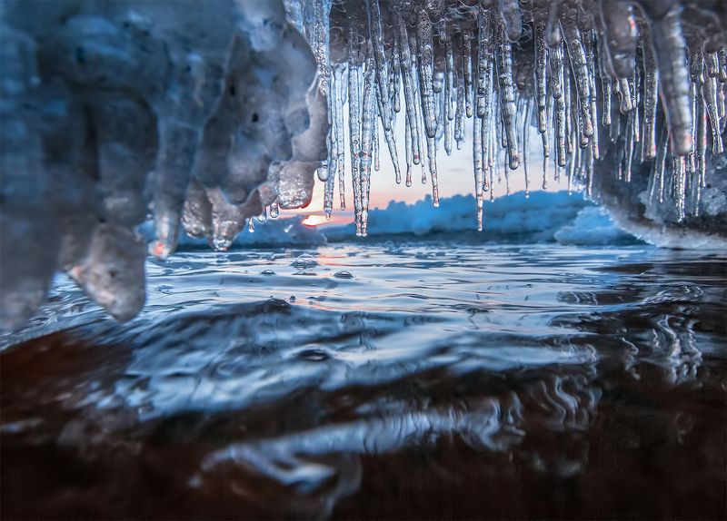 sunset,frost,winter,ice Ice coast фото превью