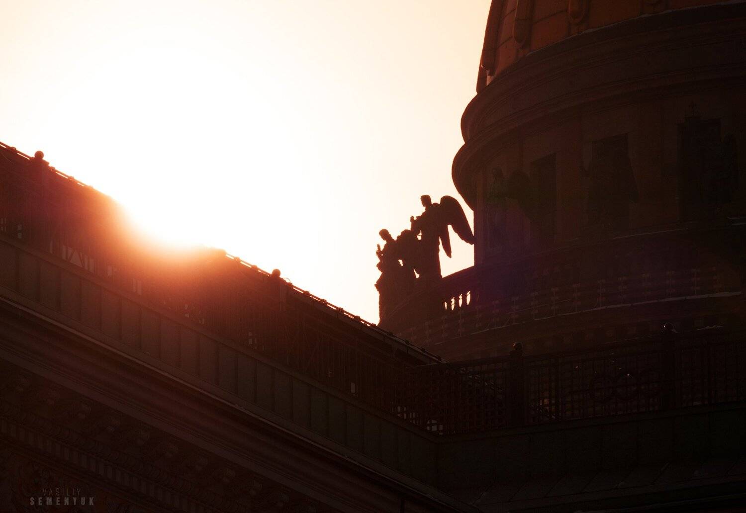 санкт-петербург, исаакиевский собор, скульптуры, ангелы, солнце, закат, настроение., Семенюк Василий