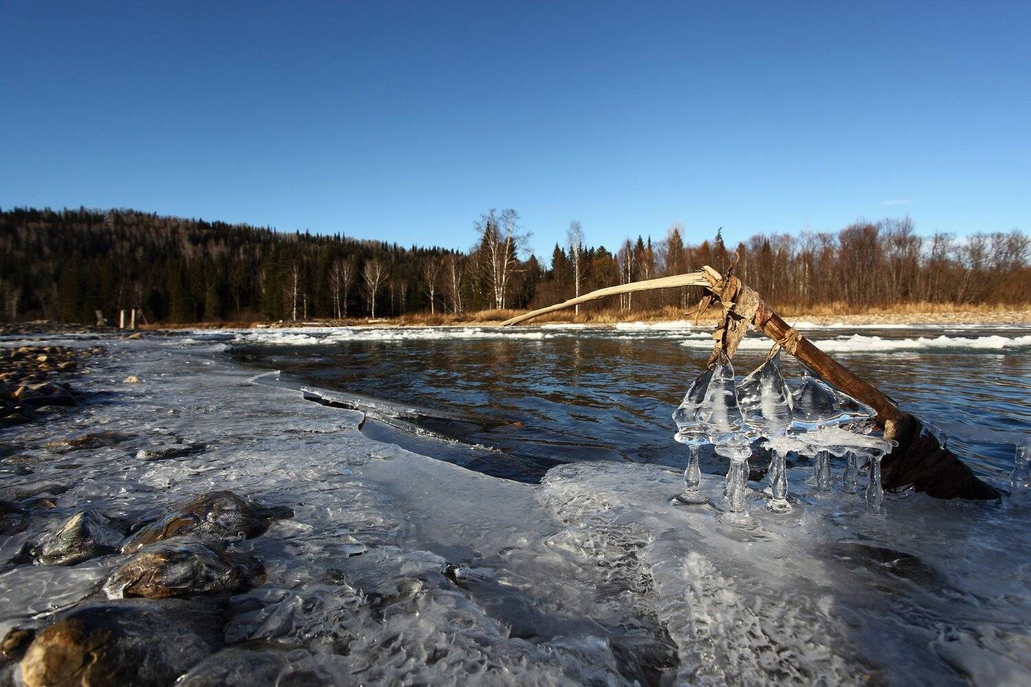 Пейзаж, река, лёд, Сибирь, осень , Бахтин Вячеслав