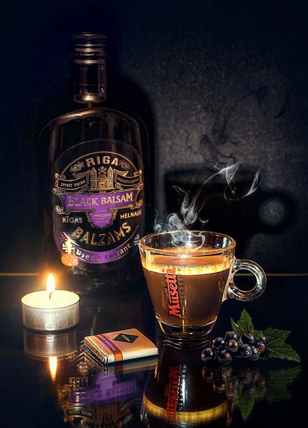 праздник, натюрморт, кофе, бальзам, рижский бальзам, смородина, шоколад, свеча, GaL-Lina