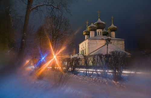 Ночная Устюжна (вазелин на стекле )