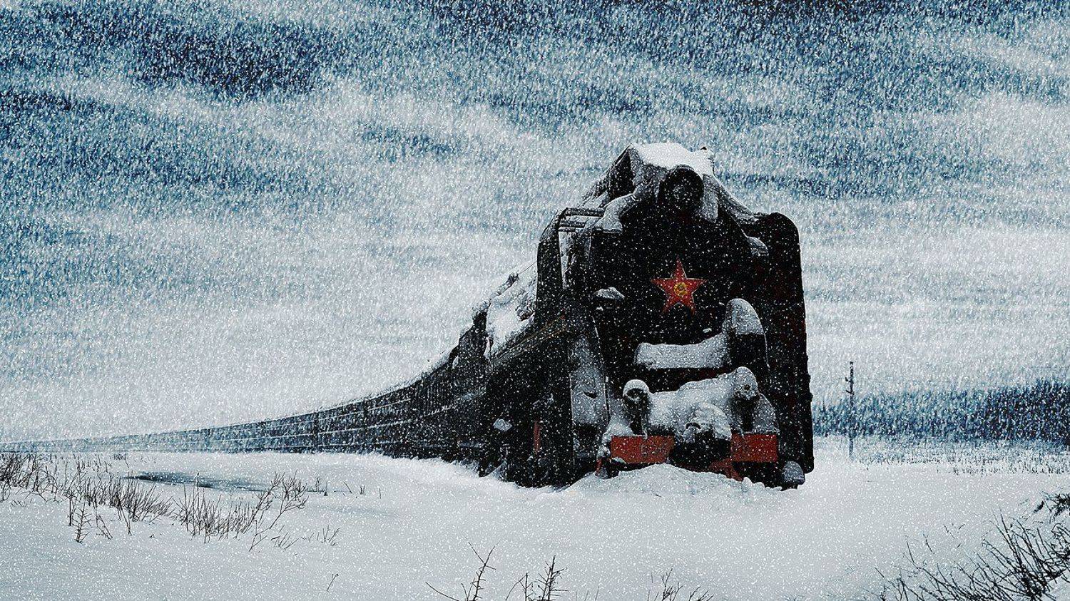 зима, паровоз, остановка, сугроб, Boji