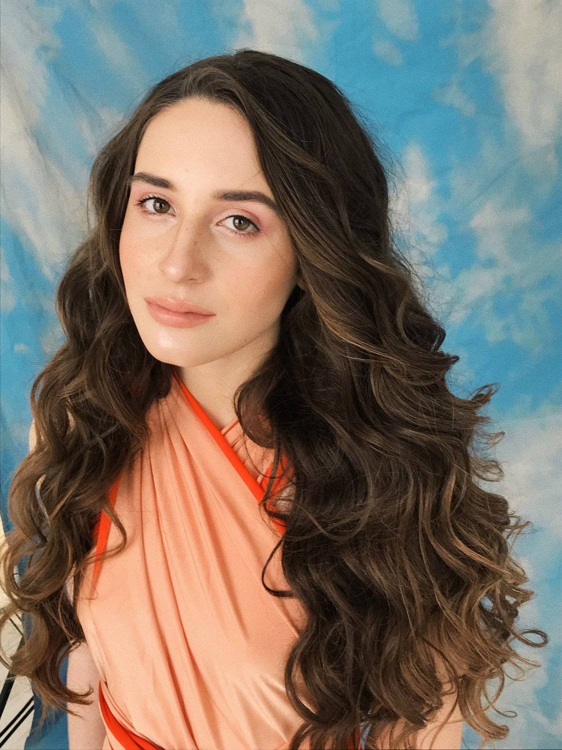 девушка, портрет, небо, локоны, глаза, Диана Боднаренко