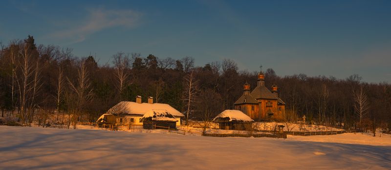 село зима закат хата Закат на хуторе. Февраль фото превью