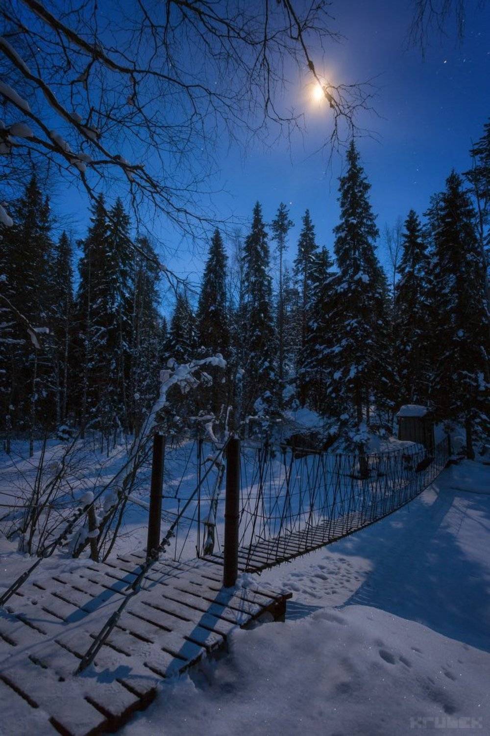 карелия, рускеала, тохмайоки, ночь, зима, KrubeK